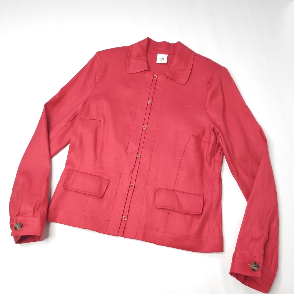 CAbi Valentine Jacket 5472 Linen Blazer Cranberry